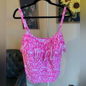 Women's Plus-Size Fringe Bandeau Tankini Top With Bra Cups